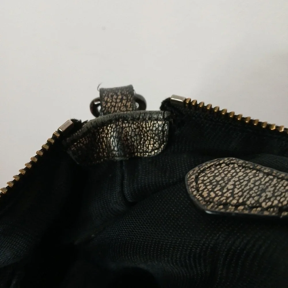 COACH Black And Copper Metallic Pebbled Leather Kelsey Crossbody Bag Purse